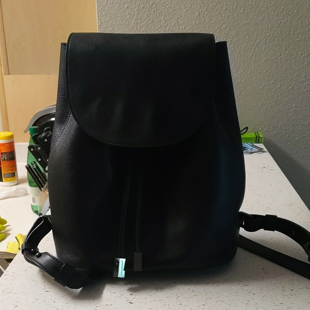 Everlane black leather backpack